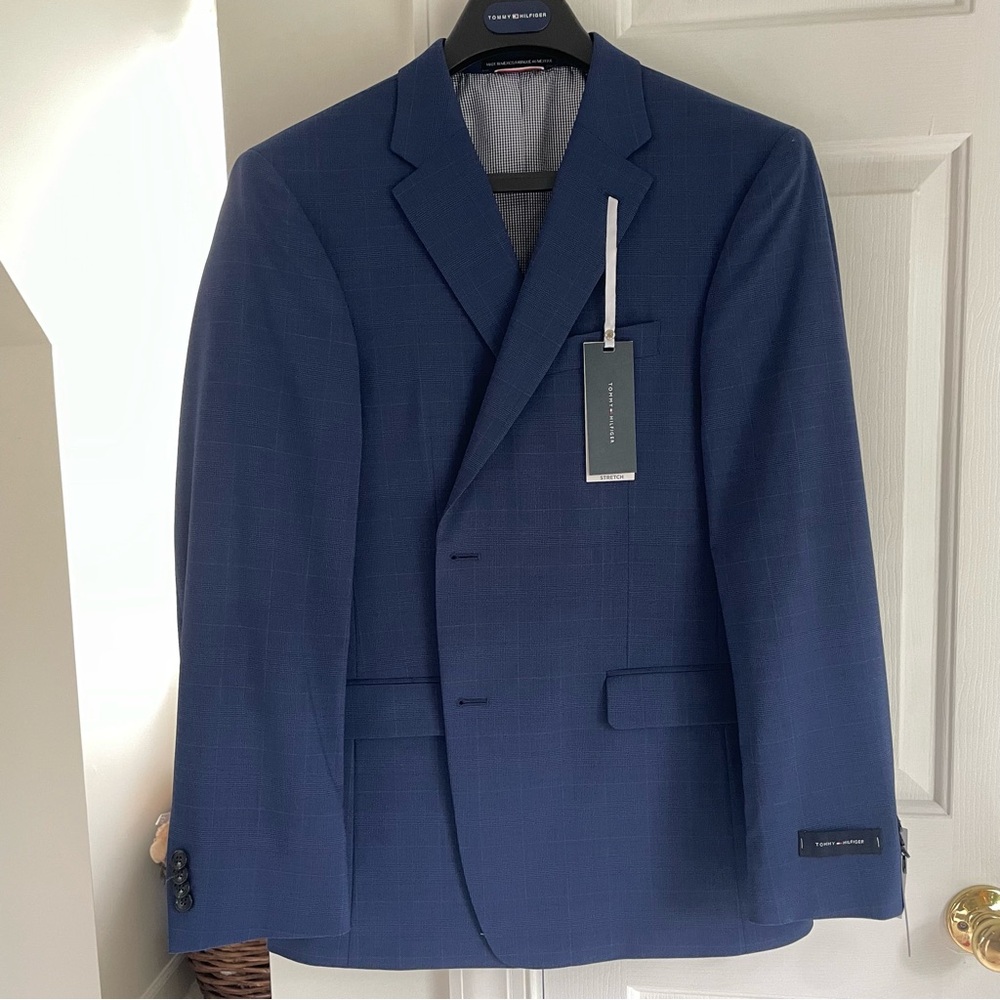 Tommy Hilfiger Blue Formal Sport Coat Modern Fit Stretch, Size 42R Men’s NWT